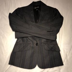 Club Monaco grey blazer with beige and blue pinstripe. Real pockets. Size 0.